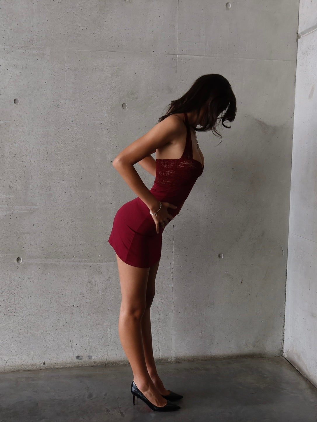 EBONY DRESS BURGUNDY