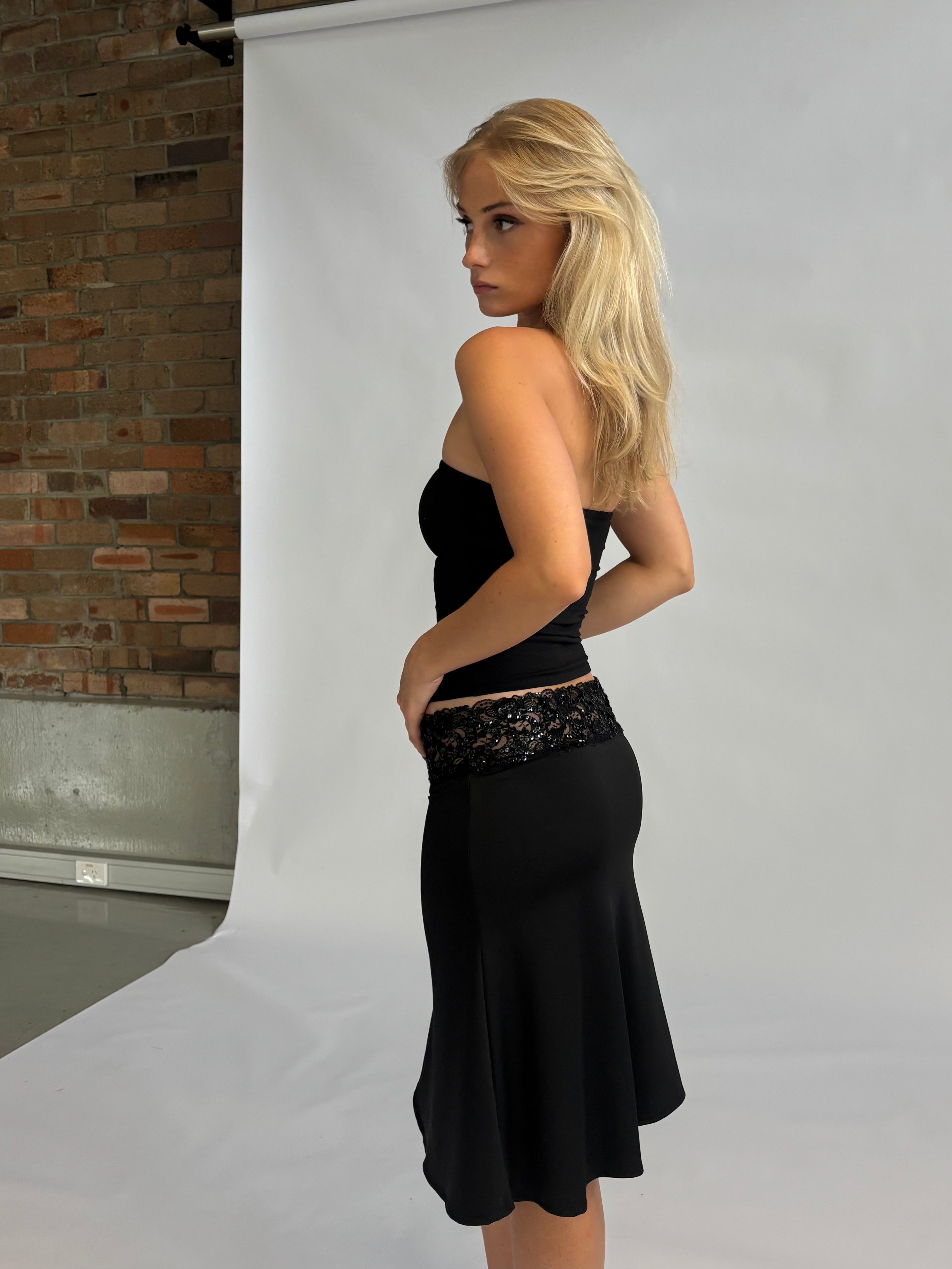 Sequin Lace Midi Skirt